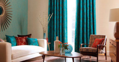 шторы бирюзового цвета в гостиной